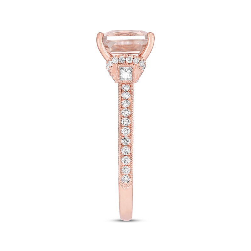 Main Image 2 of Previously Owned Neil Lane Morganite Engagement Ring 3/8 ct tw Round-cut Diamonds 14K Rose Gold - Size 5