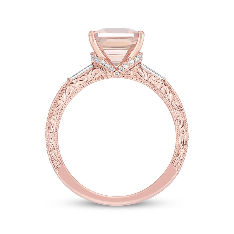 Main Image 3 of Previously Owned Neil Lane Morganite Engagement Ring 3/8 ct tw Round-cut Diamonds 14K Rose Gold - Size 5