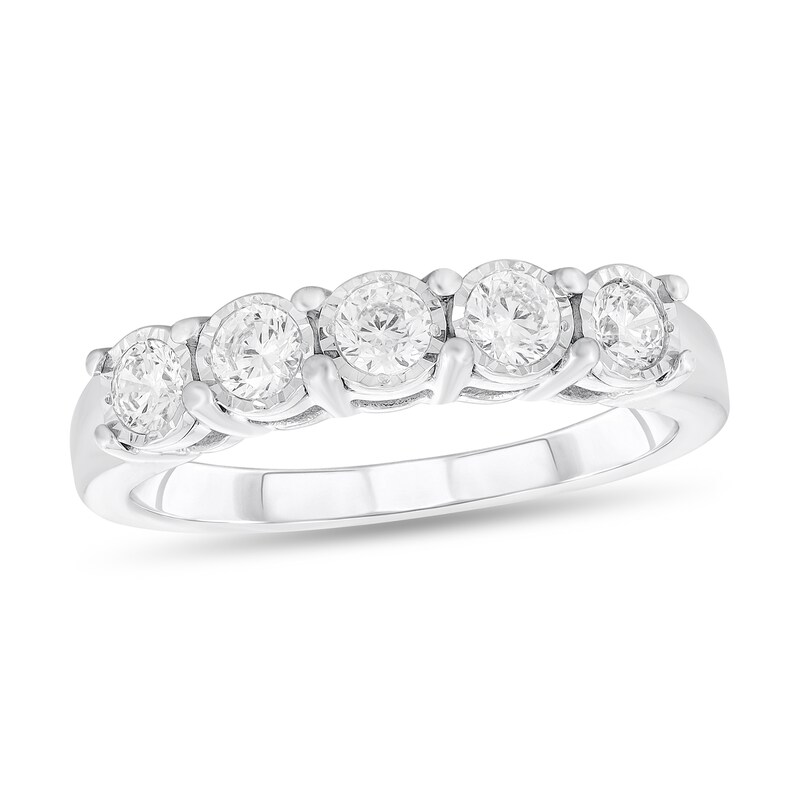 Main Image 1 of Previously Owned Diamond Anniversary Ring 1/2 ct tw Round-cut 10K White Gold