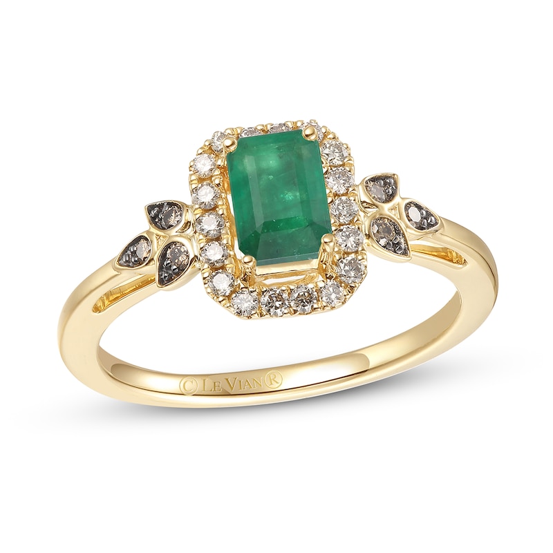 Main Image 1 of Previously Owned Le Vian Emerald Ring 1/5 ct tw Diamonds 14K Honey Gold