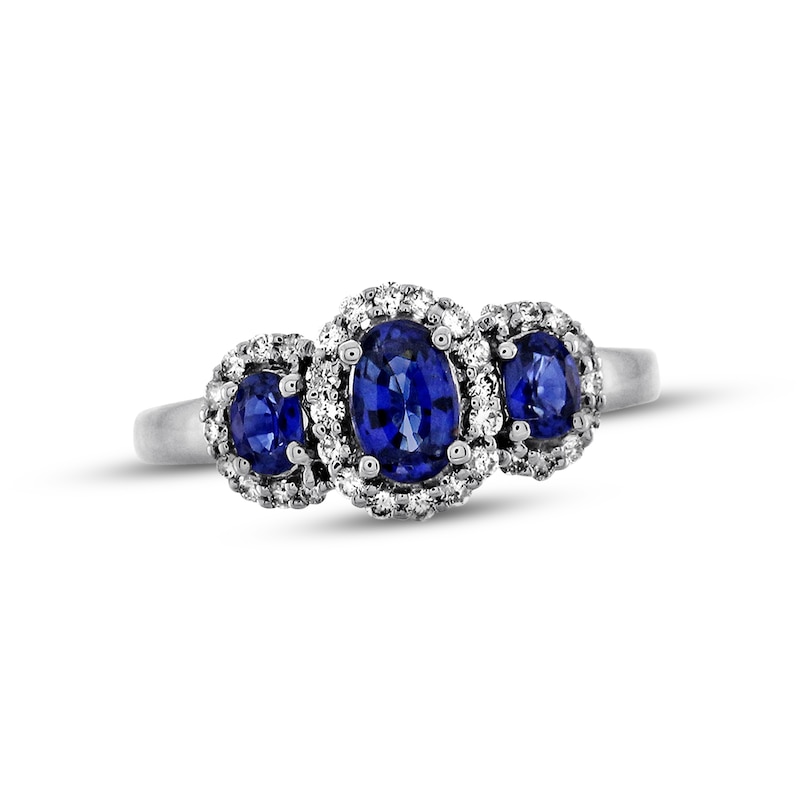 Main Image 1 of Previously Owned Natural Sapphire Ring 1/4 ct tw Diamonds 10K White Gold