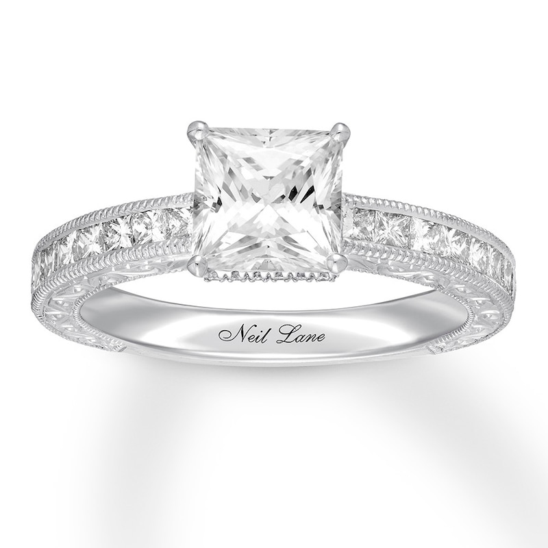 Main Image 1 of Previously Owned Neil Lane Diamond Engagement Ring 2 ct tw Princess & Round-cut 14K White Gold - Size 5.5