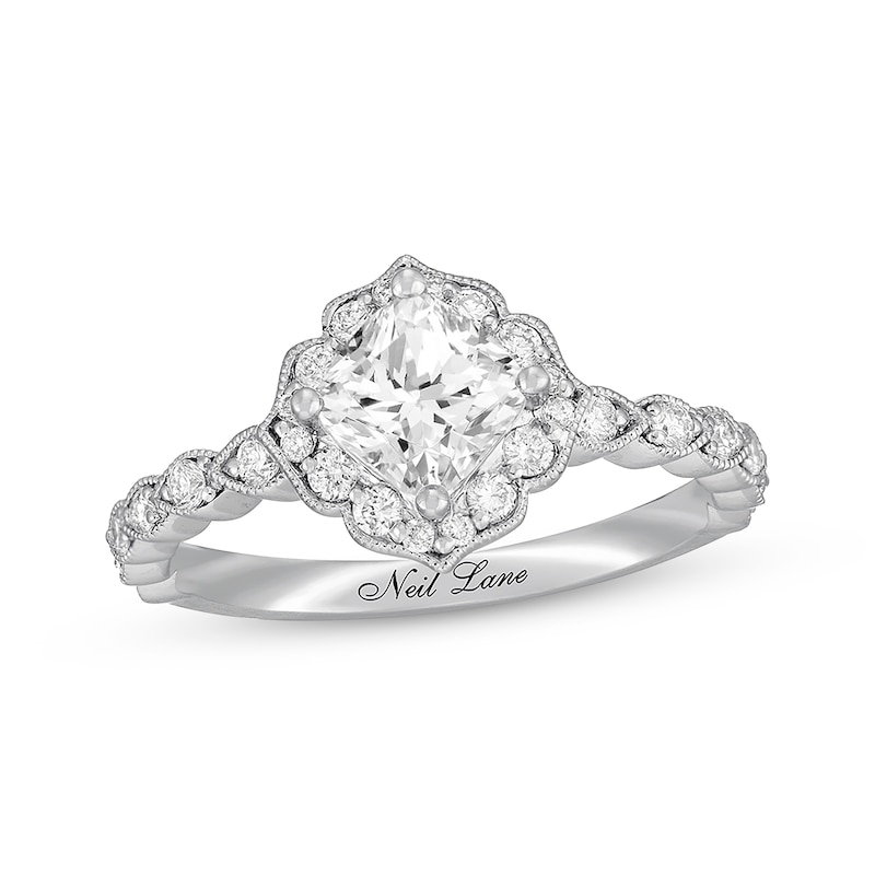 Previously Owned Neil Lane Diamond Engagement Ring 1-1/3 ct tw Cushion & Round-cut 14K White Gold