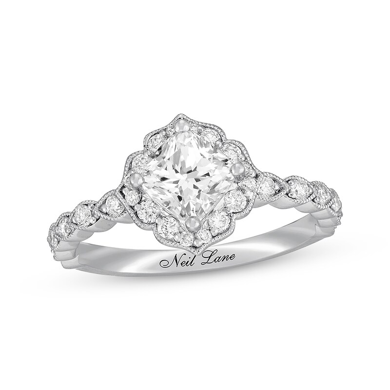 Main Image 1 of Previously Owned Neil Lane Diamond Engagement Ring 1-1/3 ct tw Cushion & Round-cut 14K White Gold - Size 5