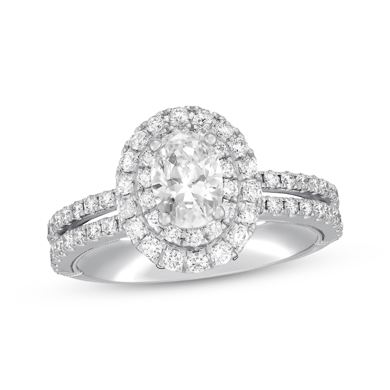 Main Image 1 of Previously Owned Neil Lane Diamond Engagement Ring 1-3/4 ct tw Oval & Round-cut 14K White Gold