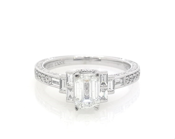 Previously Owned Neil Lane Emerald-Cut Diamond Engagement Ring 1-3/8 ct tw 14K White Gold