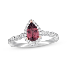 Previously Owned Neil Lane Garnet & Diamond Engagement Ring 1/4 ct tw Pear & Round-cut 14K White Gold