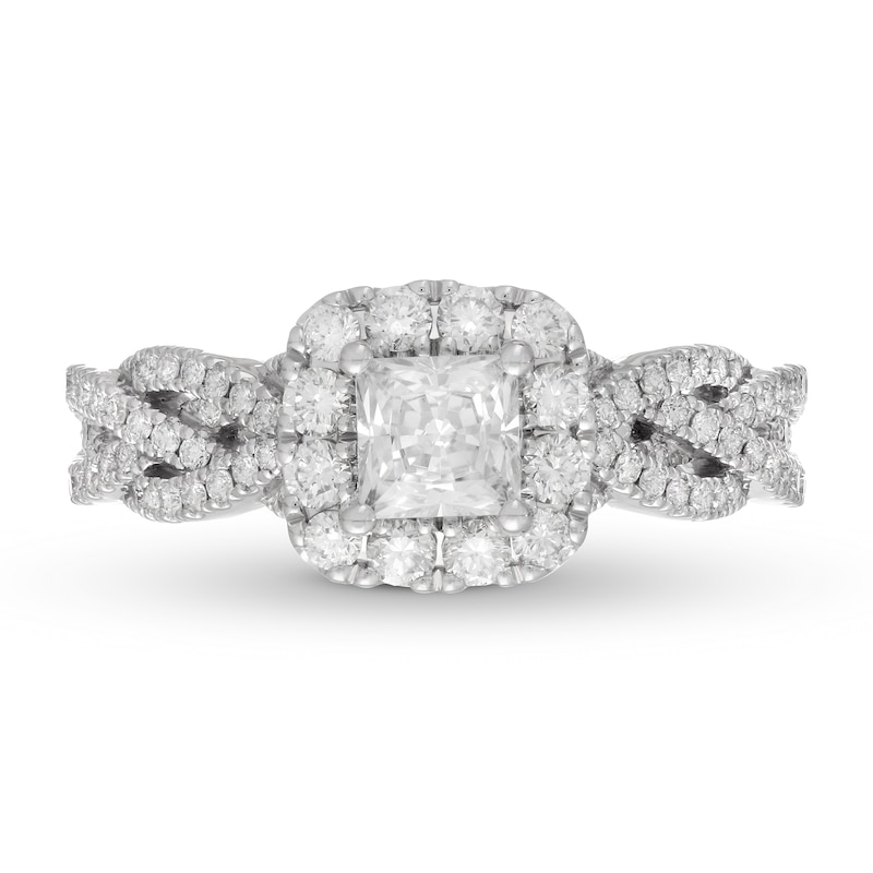 Main Image 3 of Previously Owned Neil Lane Diamond Engagement Ring 1-1/4 ct tw Princess & Round-cut 14K White Gold - Size 9