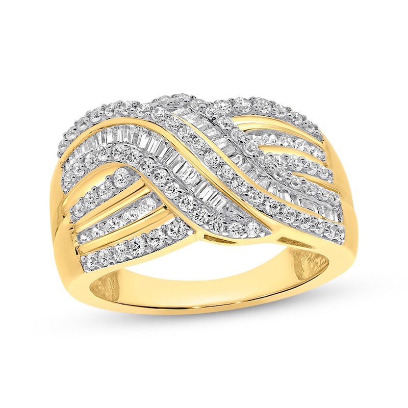 Main Image 1 of Previously Owned Diamond Ring 1 ct tw Round & Baguette 10K Yellow Gold