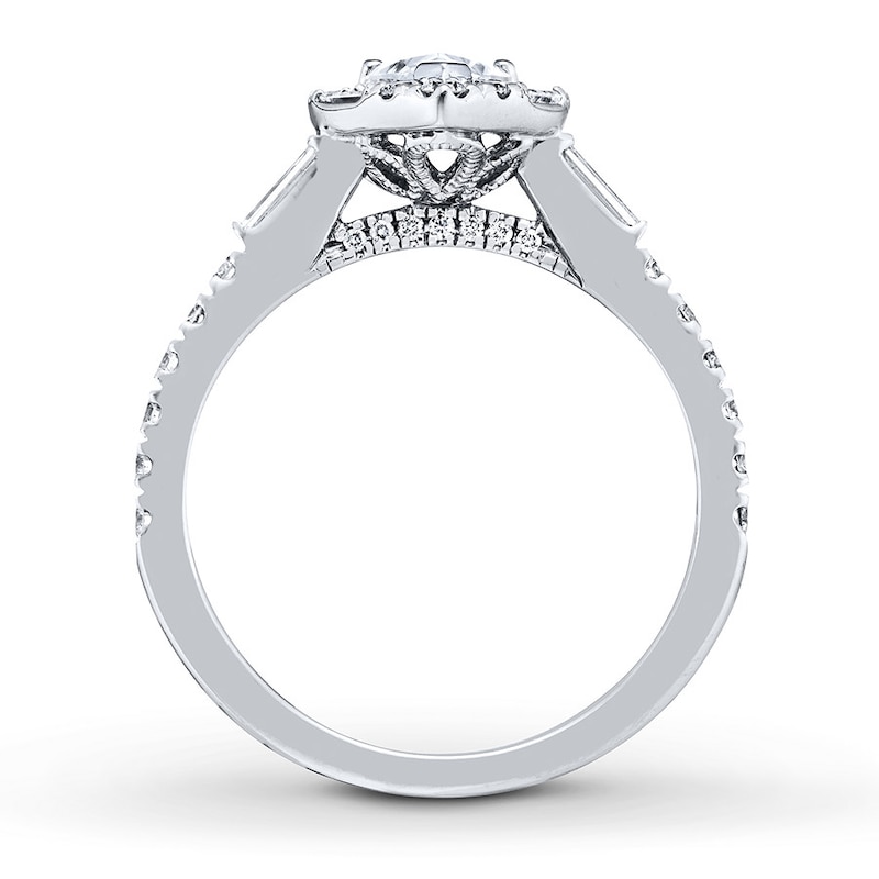 Previously Owned Neil Lane Engagement Ring 1-1/4 ct tw Pear/Baguette/Round Diamonds 14K White Gold