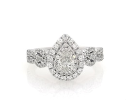 Previously Owned Neil Lane Pear-Shaped Diamond Double Halo Engagement Ring 7/8 ct tw 14K White Gold Size 5