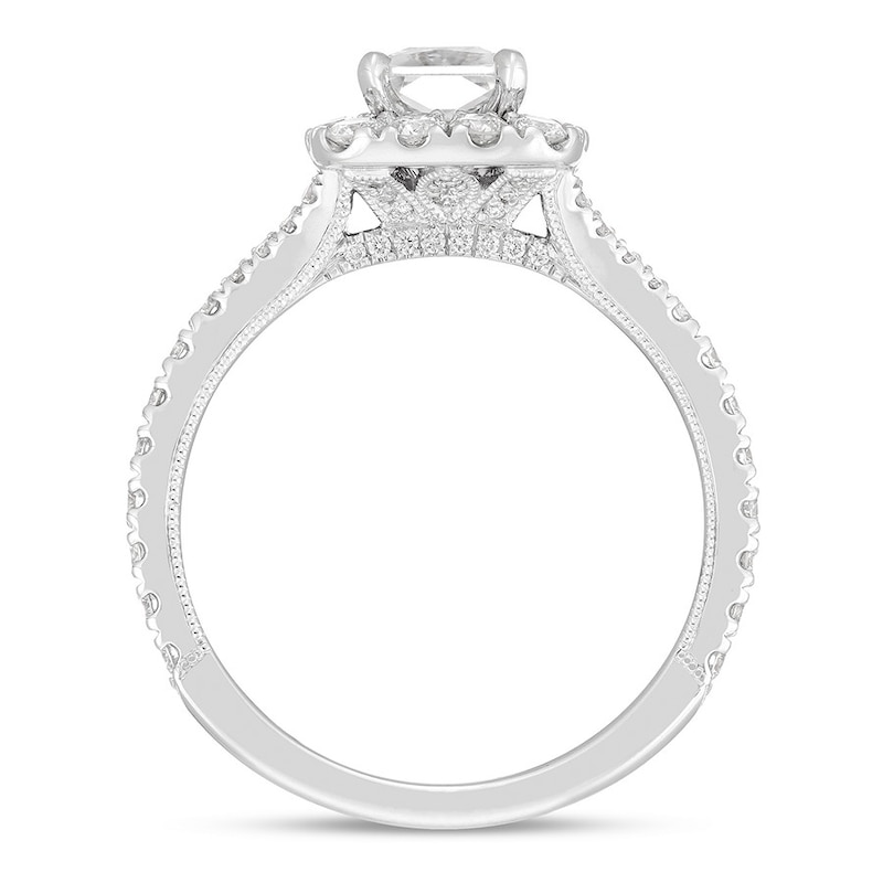 Main Image 2 of Previously Owned Neil Lane Diamond Engagement Ring 1-3/4 ct tw Emerald & Round-cut 14K White Gold - Size 5.5