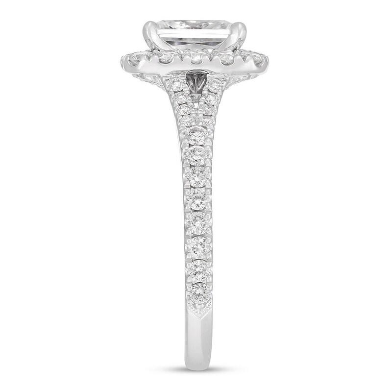 Main Image 3 of Previously Owned Neil Lane Diamond Engagement Ring 1-3/4 ct tw Emerald & Round-cut 14K White Gold - Size 5.5