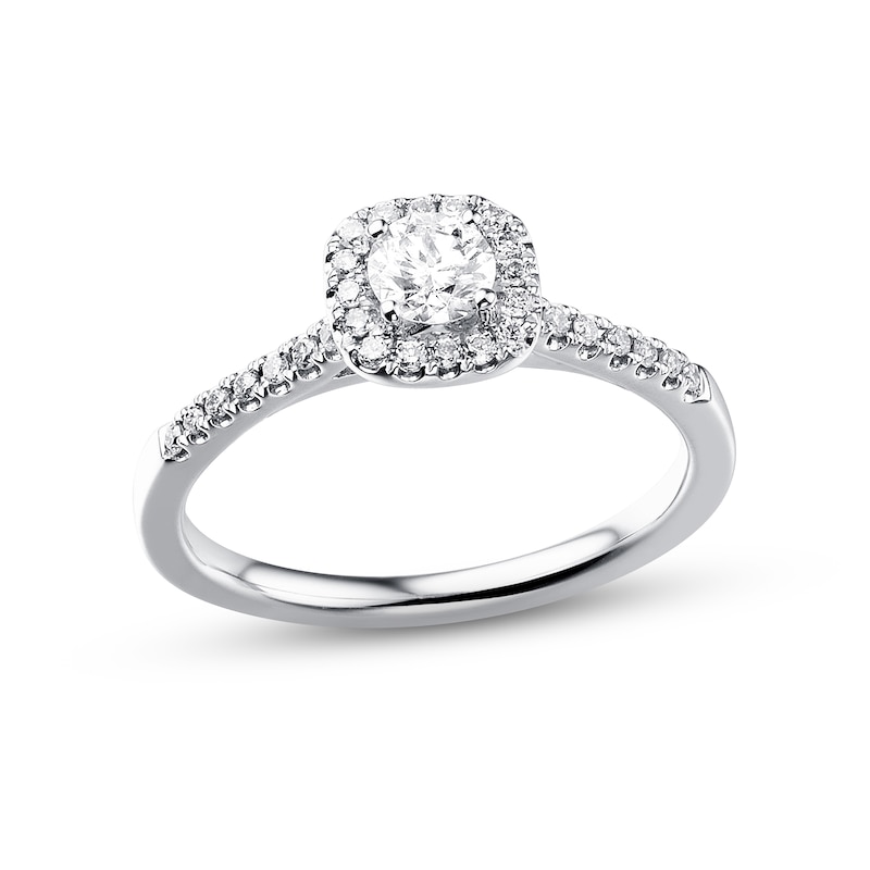 Main Image 1 of Previously Owned Diamond Engagement Ring 3/8 ct tw Round-cut 10K White Gold