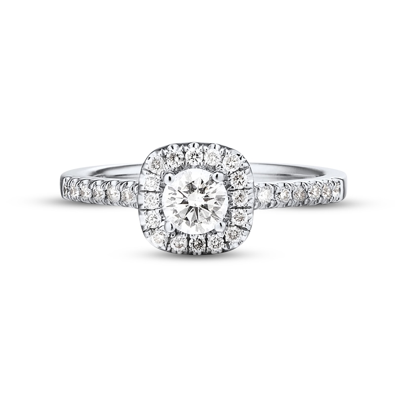 Main Image 4 of Previously Owned Diamond Engagement Ring 3/8 ct tw Round-cut 10K White Gold
