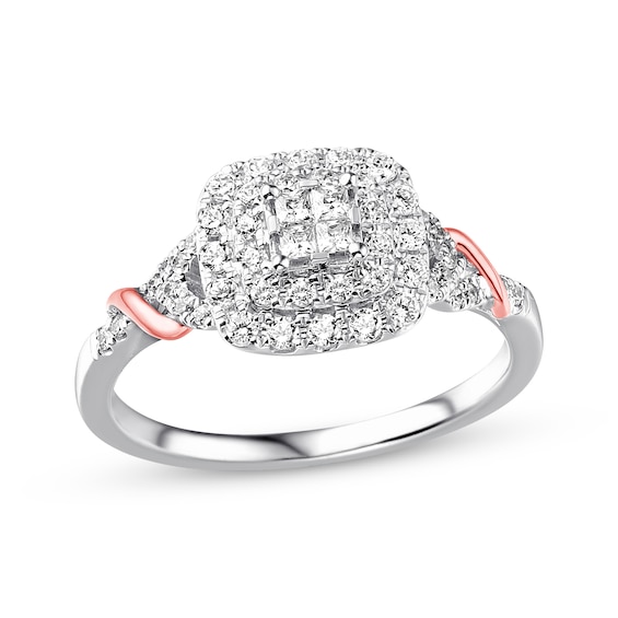 Previously Owned Diamond Engagement Ring 1/2 ct tw Princess & Round 10K Gold