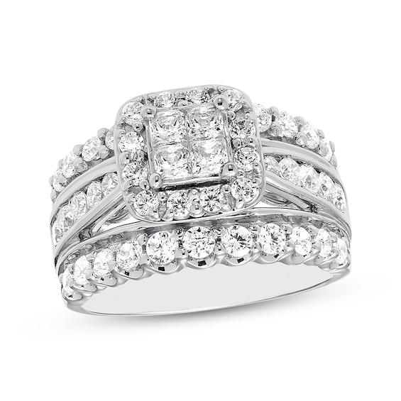 Previously Owned Diamond Engagement Ring 2 ct tw Princess & Round 14K White Gold