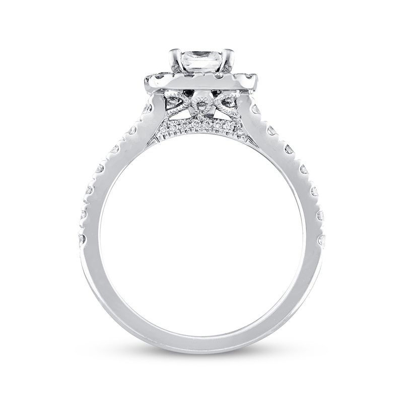 Previously Owned Neil Lane Diamond Engagement Ring 1-3/8 ct tw Cushion & Round-cut 14K White Gold - Size 5.75