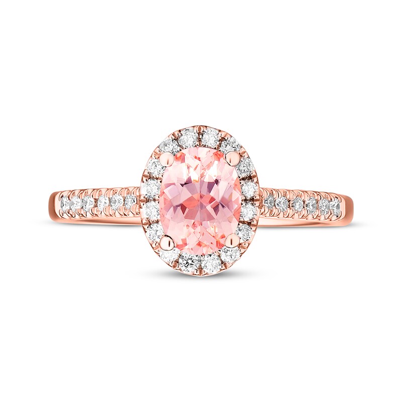 Main Image 4 of Previously Owned Morganite Engagement Ring 1/4 ct tw Round-cut Diamonds 14K Rose Gold