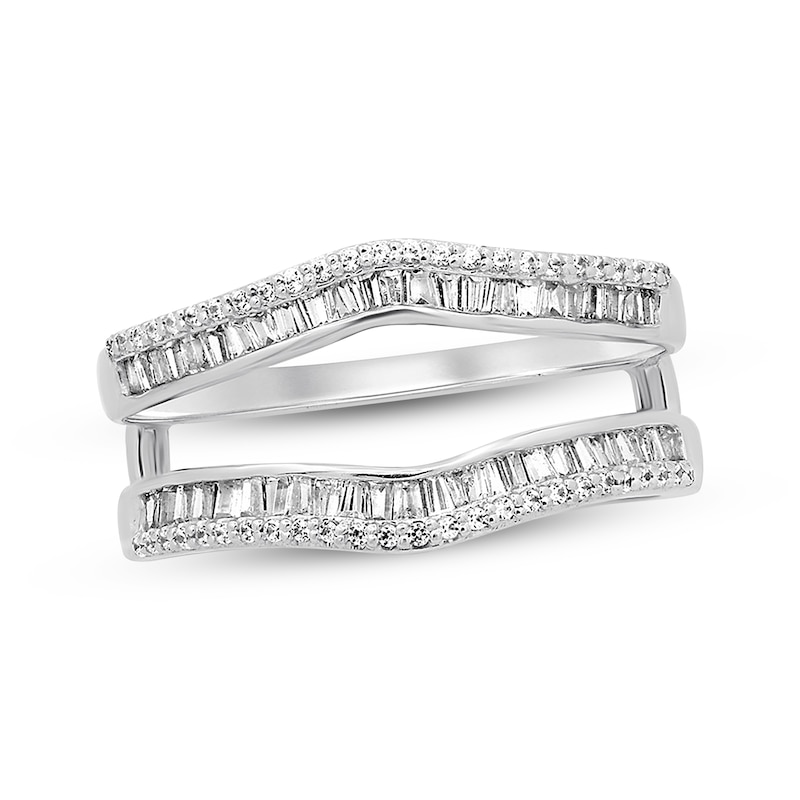 Main Image 1 of Previously Owned Diamond Enhancer Ring 1/2 ct tw Round & Baguette-cut 14K White Gold