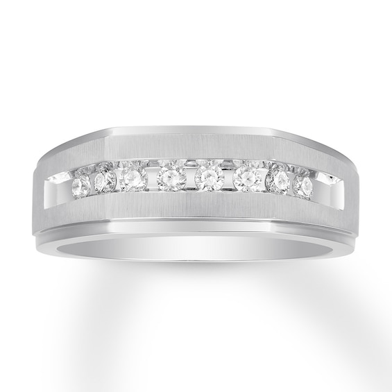 Previously Owned Men's Diamond Wedding Band 1/4 Carat tw Round-cut 10K White Gold