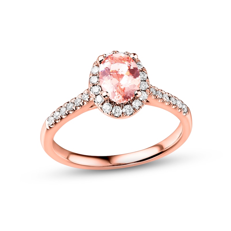 Main Image 1 of Previously Owned Morganite Engagement Ring 1/4 ct tw Round-cut Diamonds 14K Rose Gold
