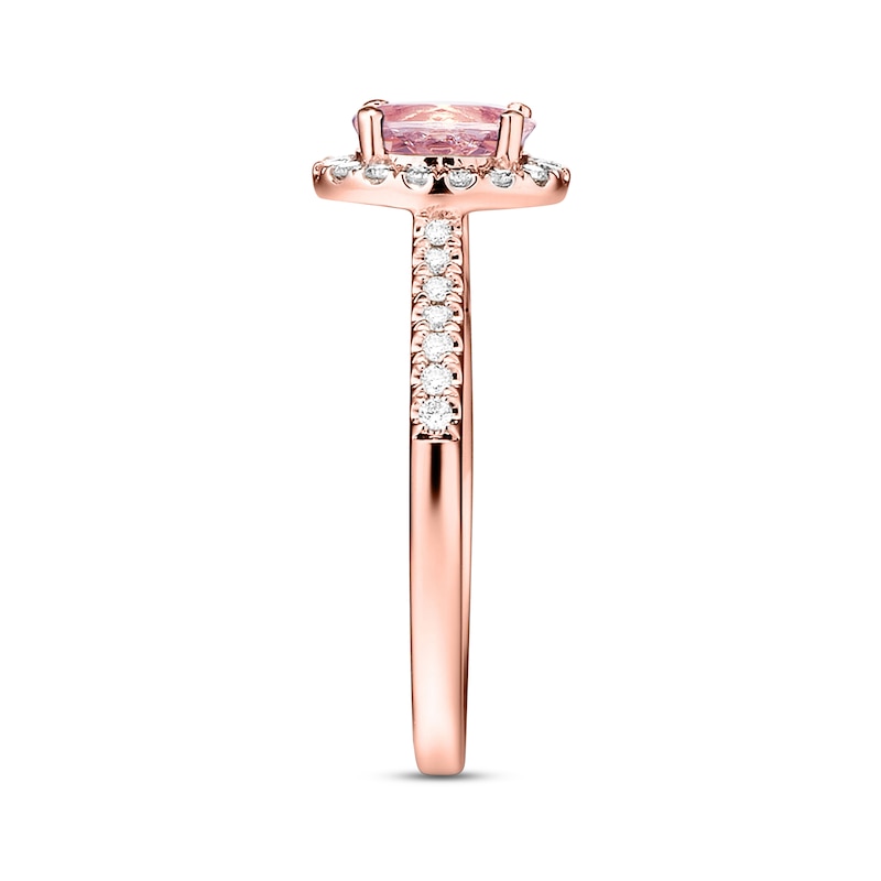 Main Image 2 of Previously Owned Morganite Engagement Ring 1/4 ct tw Round-cut Diamonds 14K Rose Gold