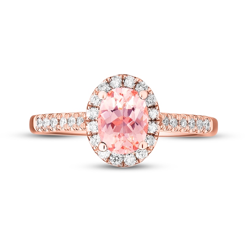 Main Image 4 of Previously Owned Morganite Engagement Ring 1/4 ct tw Round-cut Diamonds 14K Rose Gold