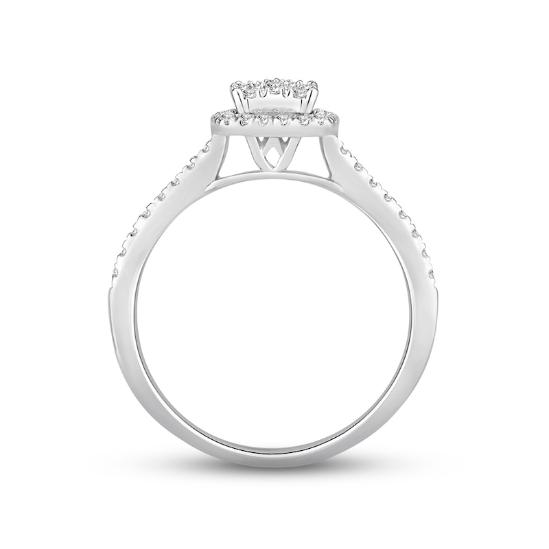 Previously Owned Diamond Engagement Ring 1/2 ct tw Round-cut 10K White ...