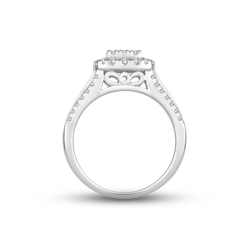 Previously Owned Diamond Engagement Ring 1 ct tw Round/Baguette-cut 10K White Gold