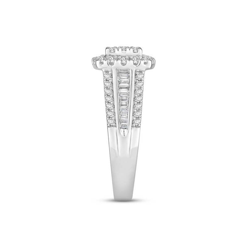 Previously Owned Diamond Engagement Ring 1 ct tw Round/Baguette-cut 10K White Gold
