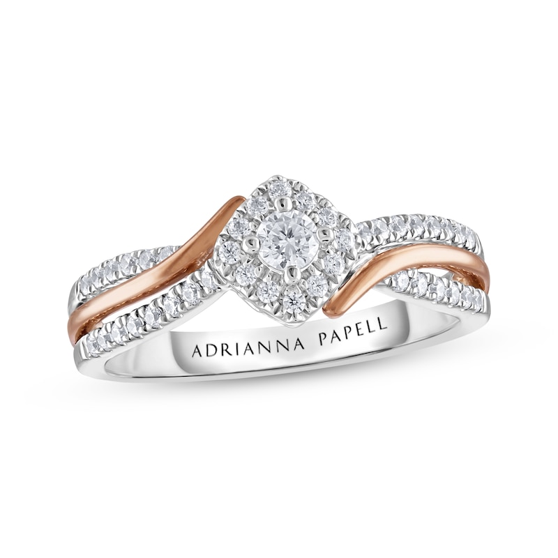 Main Image 1 of Previously Owned Adrianna Papell Diamond Engagement Ring 1/4 ct tw Round-cut 14K Two-Tone Gold