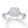 Thumbnail Image 1 of Previously Owned THE LEO Diamond Engagement Ring 1-1/4 ct tw Radiant & Round-cut 14K White Gold