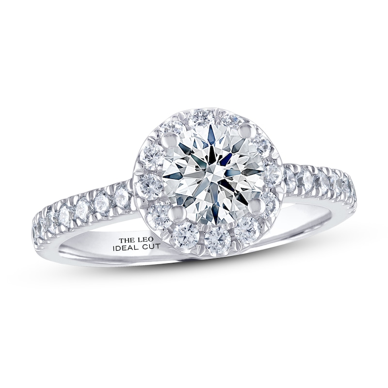 Previously Owned THE LEO Ideal Cut Diamond Engagement Ring 1-1/3 ct tw Round-cut 14K White Gold