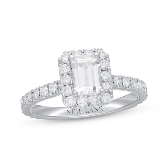 Previously Owned Neil Lane Premiere Engagement Ring 1-3/8 ct tw Emerald-cut 14K White Gold Size 5.25