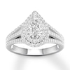 Thumbnail Image 1 of Previously Owned Diamond Engagement Ring 1 ct tw Pear & Round 14K White Gold