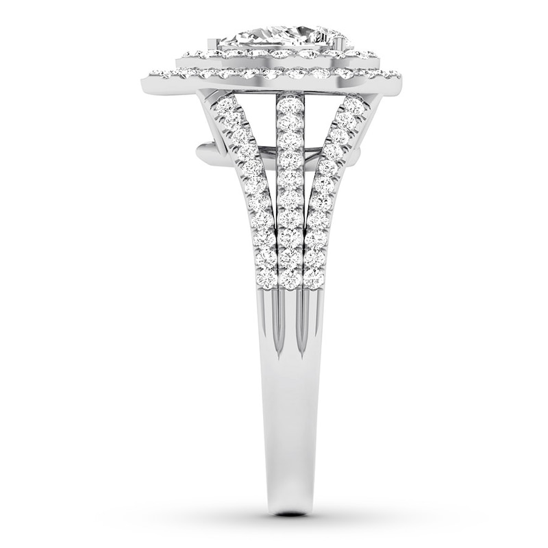 Main Image 3 of Previously Owned Diamond Engagement Ring 1 ct tw Pear & Round 14K White Gold