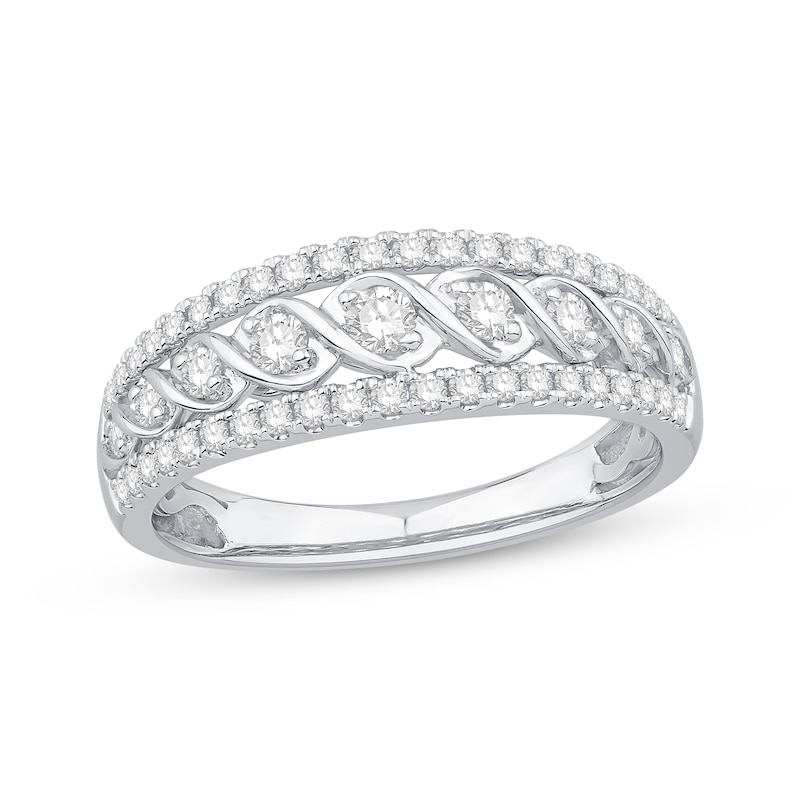 Main Image 1 of Previously Owned Diamond Anniversary Ring 1/2 ct tw Round-cut 10K White Gold