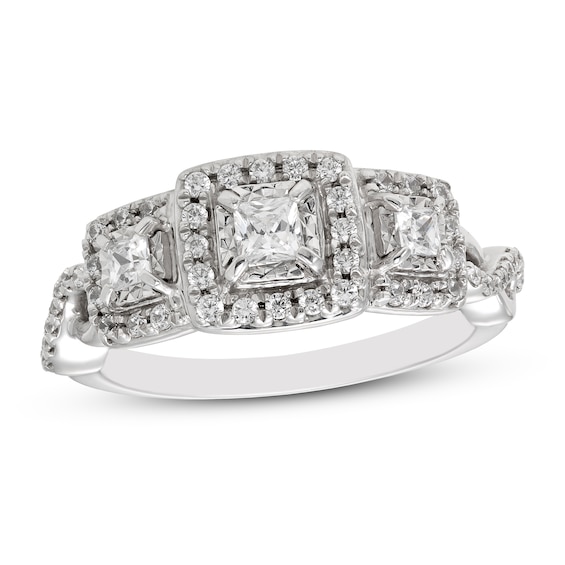 Previously Owned Diamond Engagement Ring 1/2 ct tw Princess & Round 10K White Gold