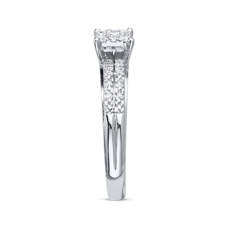 Main Image 2 of Previously Owned Multi-Diamond Engagement Ring 1/4 ct tw Round-cut 10K White Gold Size 4.75