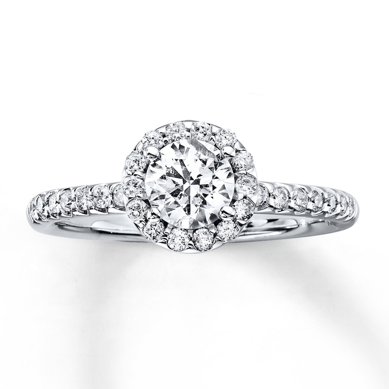 Previously Owned Diamond Engagement Ring 7/8 ct tw Round-cut 14K White Gold - Size 3.5
