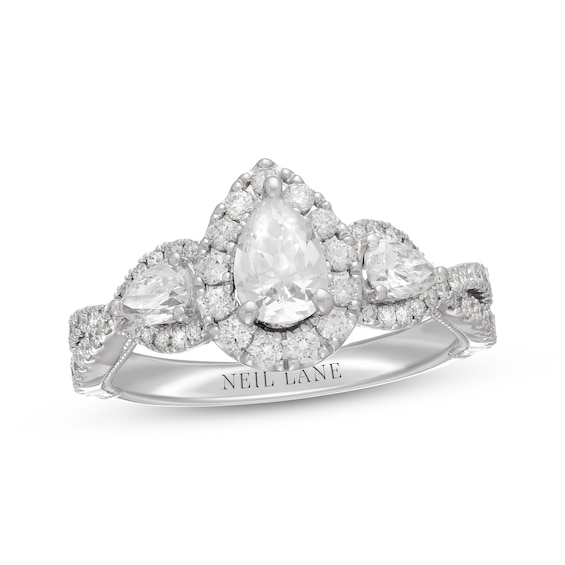 Previously Owned Neil Lane Diamond Engagement Ring 1-1/4 ct tw Pear & Round-cut 14K White Gold Size 10.25