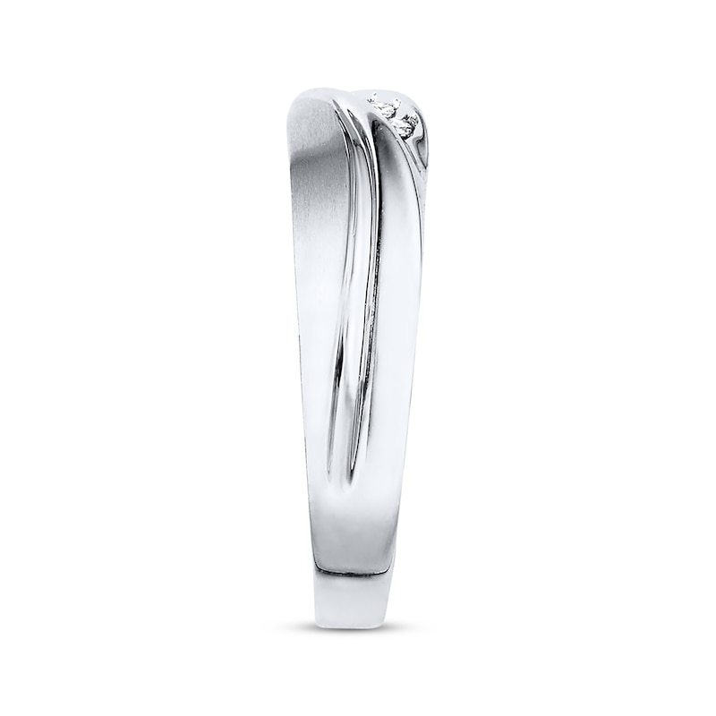 Main Image 3 of Previously Owned Men's Diamond Wedding Band 1/15 ct tw Round-cut 10K White Gold - Size 13.25