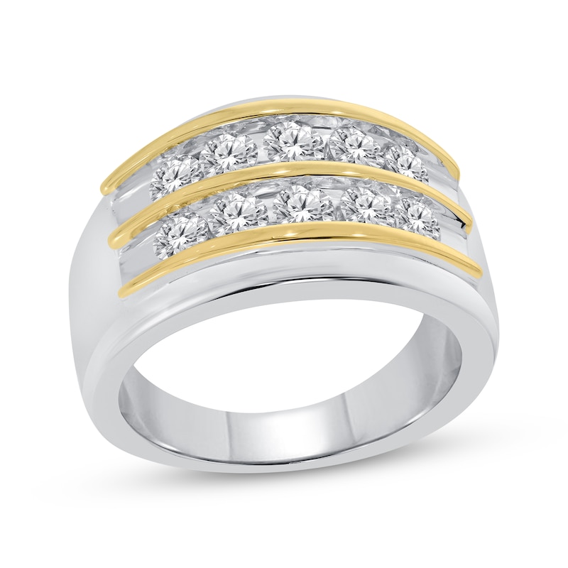 Main Image 1 of Previously Owned Men's Diamond Wedding Band 2 ct tw Round-cut 10K Two-Tone Gold - Size 13