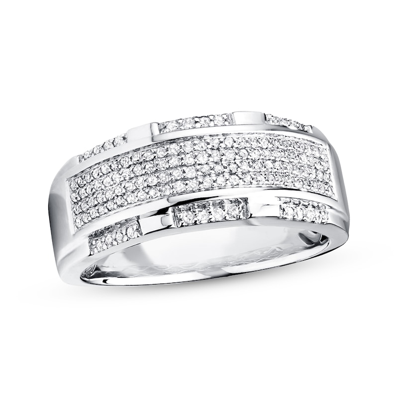 Main Image 1 of Previously Owned Men's Band 1/2 ct tw Diamonds 10K White Gold Size 8