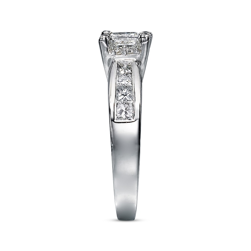 Main Image 2 of Previously Owned Diamond Engagement Ring 1-1/4 ct tw Princess & Round-cut 14K White Gold - Size 4.75