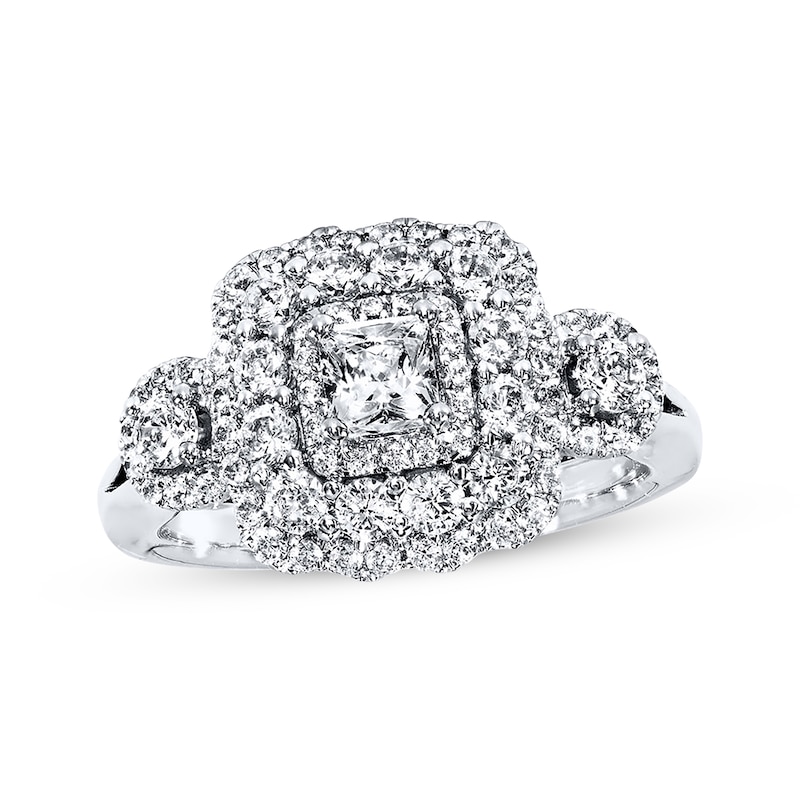 Main Image 1 of Previously Owned Diamond & Sapphire Ring 1-1/6 ct tw 14K White Gold Size 9.25