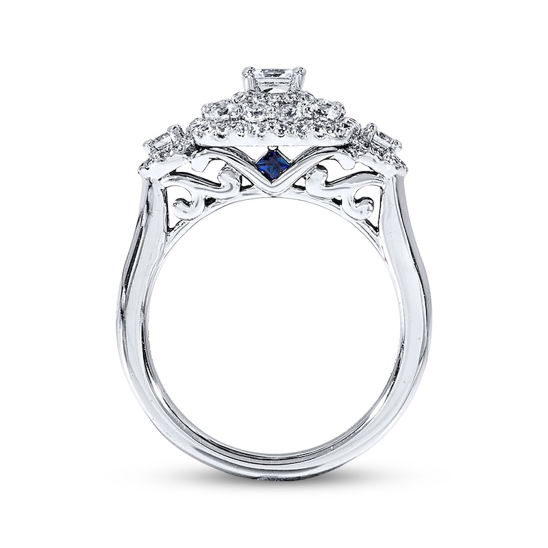 Main Image 3 of Previously Owned Diamond & Sapphire Ring 1-1/6 ct tw 14K White Gold Size 9.25
