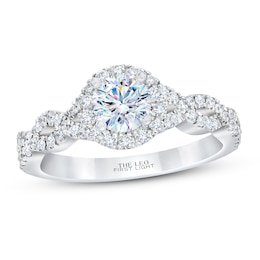 Previously Owned THE LEO First Light Diamond Engagement Ring 7/8 ct tw Round-cut 14K White Gold Size 10