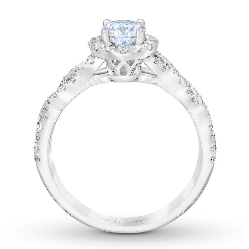 Main Image 2 of Previously Owned THE LEO First Light Diamond Engagement Ring 7/8 ct tw Round-cut 14K White Gold Size 10